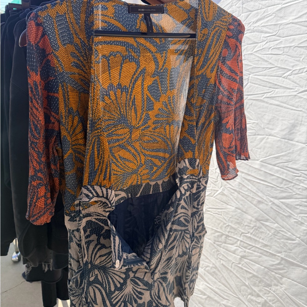 Bcbgmaxazria Blue And Orange Patterned Dress - image 4